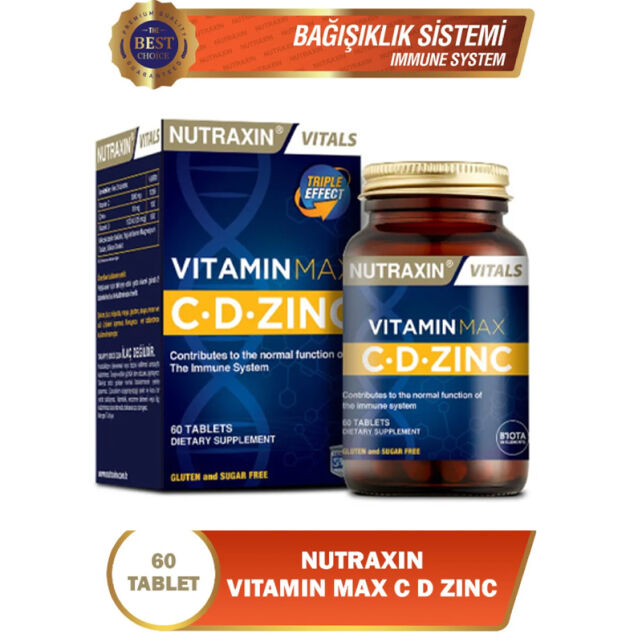 Nutraxin Vitamin Max C.D. Zinc - Takviye Edici Gıda 60 Tablet - 2