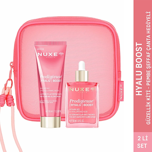 Nuxe Prodigieuse Hyalu Boost Güzellik Kiti - Pembe Şeffaf Çanta Hediyeli - 9