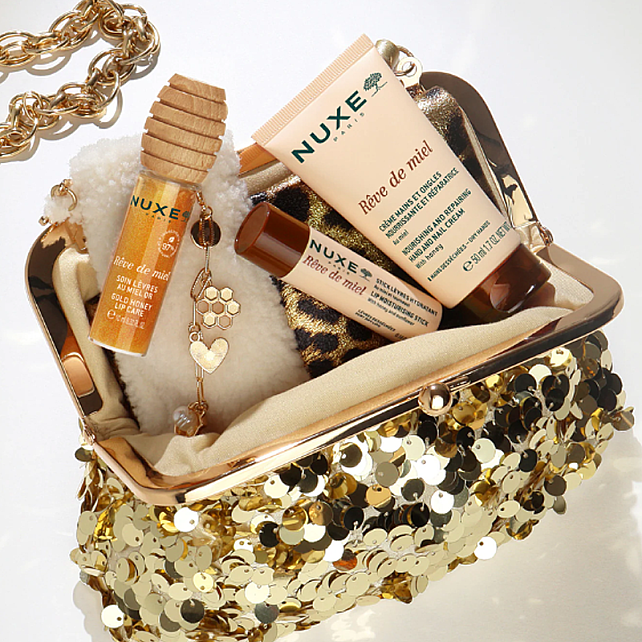 Nuxe Reve De Miel Honey Lip Gold - Nemlendirici Işıltılı Dudak Balı 10ml & Charm Aksesuarlı Set - 3