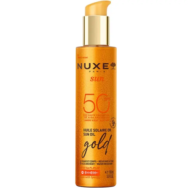 Nuxe Sun Huile Solaire Or Sun Oil Gold SPF 50+ Altın Işıltılı Bronzlaştırıcı ve Koruyucu Yağ 150ml - 1