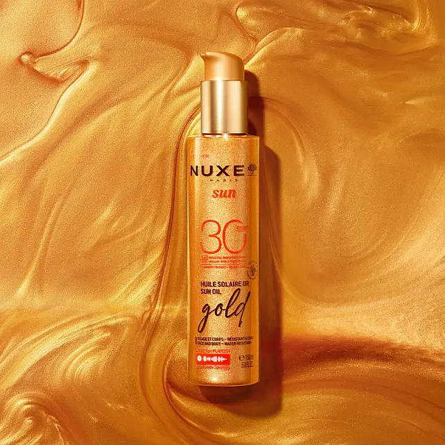 Nuxe Sun Huile Solaire Or Sun Oil Gold SPF 30+ Altın Işıltılı Bronzlaştırıcı ve Koruyucu Yağ 150ml - 2