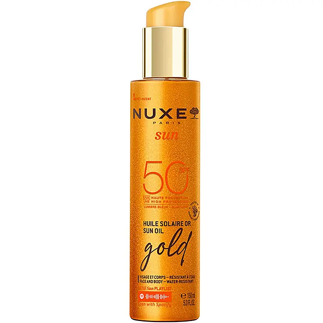 Nuxe Sun Huile Solaire Or Sun Oil Gold SPF 50+ Altın Işıltılı Bronzlaştırıcı ve Koruyucu Yağ 150ml - 1