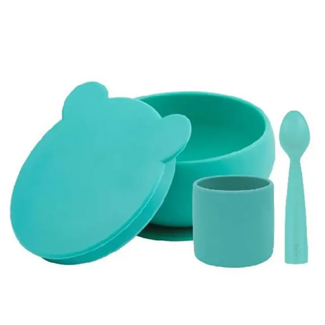 OiOi BLW Beslenme Seti 1 - Kapaklı Kase Aqua Green - 1