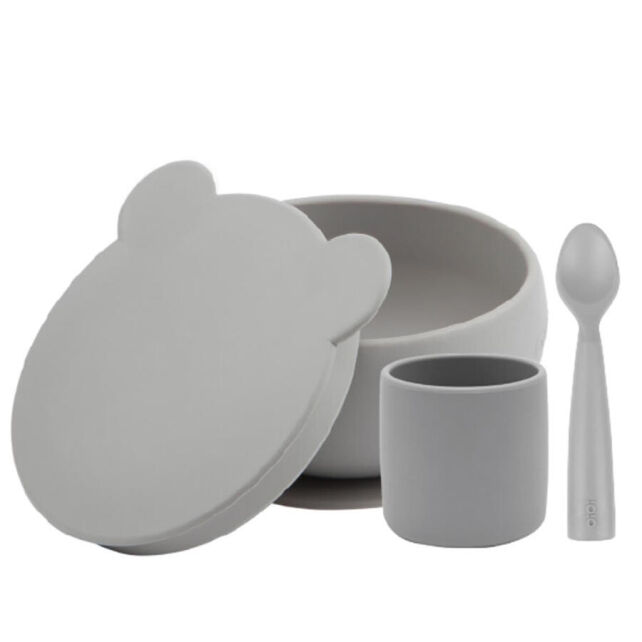 OiOi BLW Beslenme Seti 1 - Kapaklı Kase Powder Grey - 1