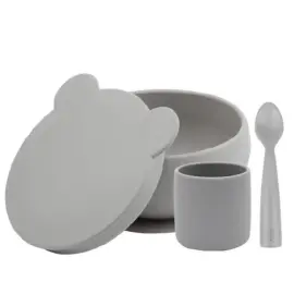 OiOi BLW Beslenme Seti 1 - Kapaklı Kase Powder Grey - OİOİ