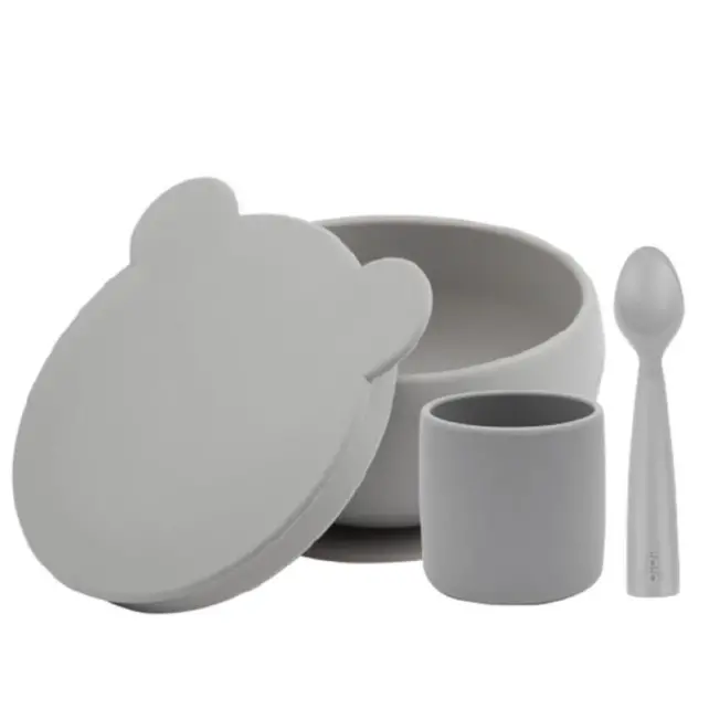 OiOi BLW Beslenme Seti 1 - Kapaklı Kase Powder Grey - 1