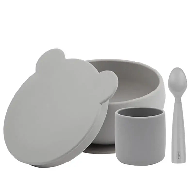 OiOi BLW Beslenme Seti 1 - Kapaklı Kase Powder Grey - 1