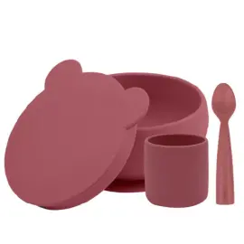 OiOi BLW Beslenme Seti 1 - Kapaklı Kase Velvet Rose - OİOİ