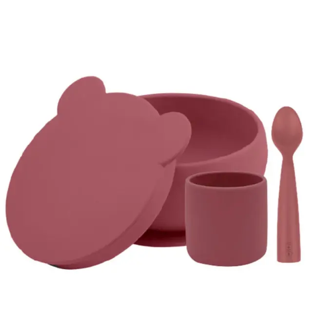 OiOi BLW Beslenme Seti 1 - Kapaklı Kase Velvet Rose - 1