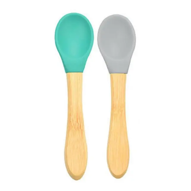 OiOi Mama Kaşığı Aqua Green - Powder Grey 2'li - 1