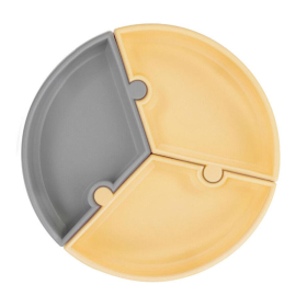 OiOi Puzzle Mama Tabağı Mell Yellow - Powder Grey - OİOİ