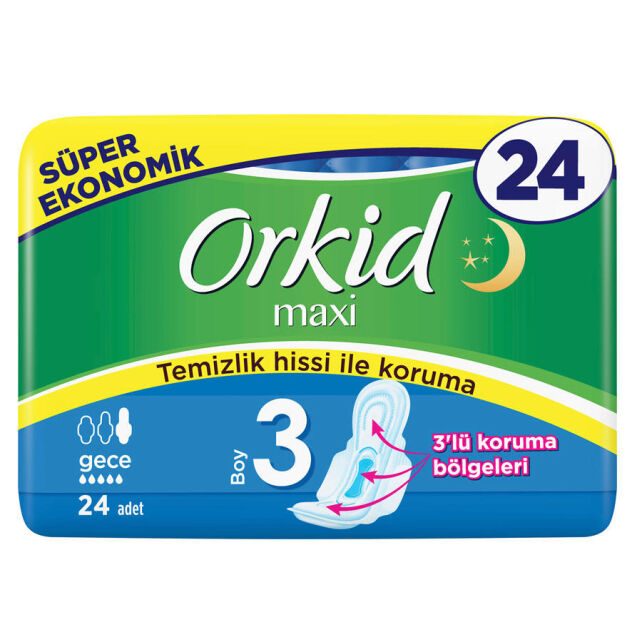 Orkid Maxi Hijyenik Ped Gece 24 Adet - 1