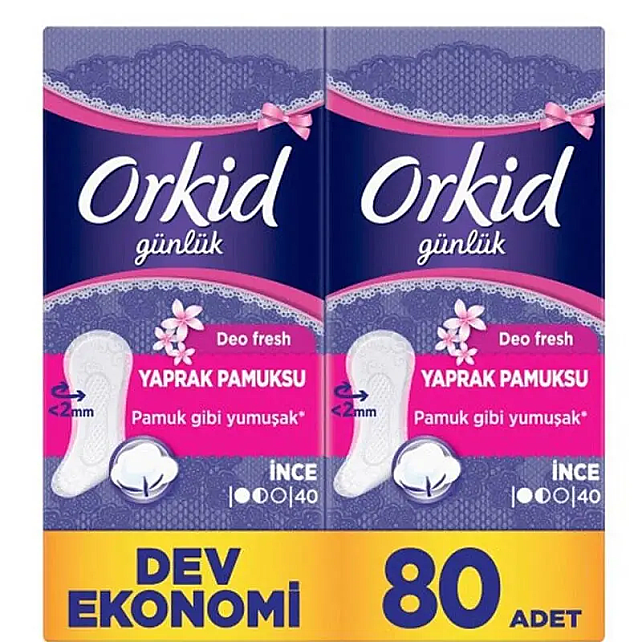 Orkid Yaprak Pamuksu Deo Fresh Günlük Ped - Dev Ekonomik Ped 80 Adet - 1