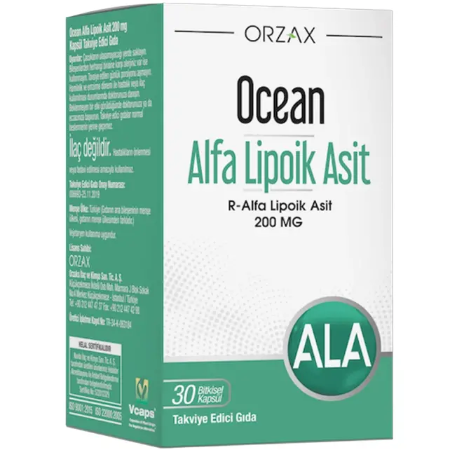 Orzax Ocean Alfa Lipoik Asit 200mg - Takviye Edici Gıda 30 Kapsül - 1