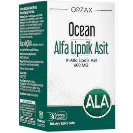 Orzax Ocean Alfa Lipoik Asit 600 mg - Takviye Edici Gıda 30 Tablet - Orzax