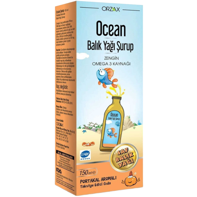 Orzax Ocean Balık Yağı Takviye Edici Gıda 150 ml - Portakal Aromalı - 1