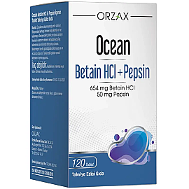 Orzax Ocean Betain HCI+ Pepsin - Takviye Edici Gıda 120 Tablet - Orzax