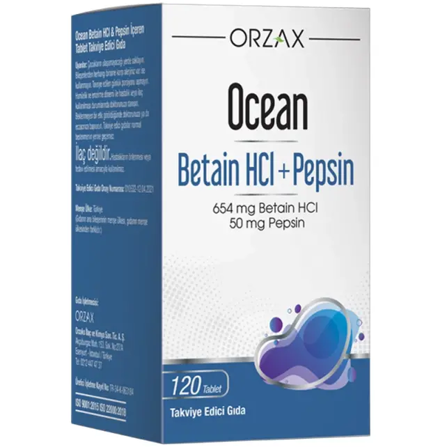 Orzax Ocean Betain HCI+ Pepsin - Takviye Edici Gıda 120 Tablet - 1