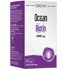 Orzax Ocean Biotin 5000ug - Takviye Edici Gıda 60 Kapsül - Orzax