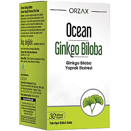 Orzax Ocean Ginkgo Biloba - Takviye Edici Gıda 30 Bitkisel Kapsül - Orzax