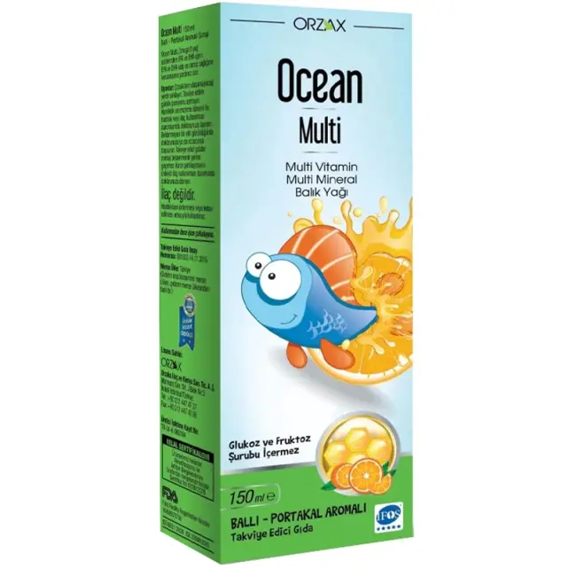 Orzax Ocean Multi Takviye Edici Gıda - Ballı Portakallı Şurup 150ml - 1