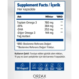 Orzax Ocean Plus 1200mg Balık Yağı 780mg Omega 3 - Takviye Edici Gıda 50 Kapsül - 3