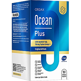 Orzax Ocean Plus 1200mg Balık Yağı 780mg Omega 3 - Takviye Edici Gıda 50 Kapsül - Orzax