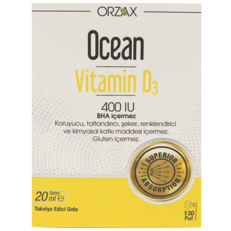 Orzax Ocean Vitamin D3 400 IU Takviye Edici Gıda Sprey 20ml