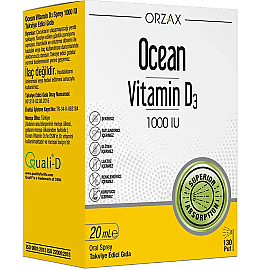 Orzax Ocean Vitamin D3 1000 IU Sprey - Takviye Edici Gıda 20ml - Orzax
