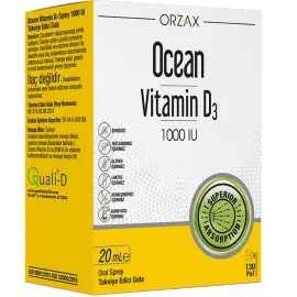 Orzax Ocean Vitamin D3 1000 IU Sprey - Takviye Edici Gıda 20ml - Orzax