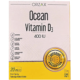 Orzax Ocean Vitamin D3 400 IU Takviye Edici Gıda Sprey 20ml - Orzax