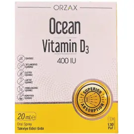Orzax Ocean Vitamin D3 400 IU Takviye Edici Gıda Sprey 20ml - Orzax