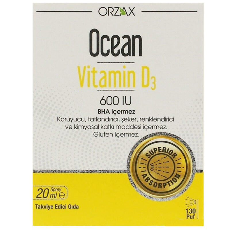 Orzax Ocean Vitamin D3 600 IU Takviye Edici Gıda Sprey 20ml