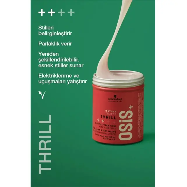 Osis Thrill Elastic Fiber Gum - Orta Tutuş Şekillendirici Saç Sakızı 100ml - 3