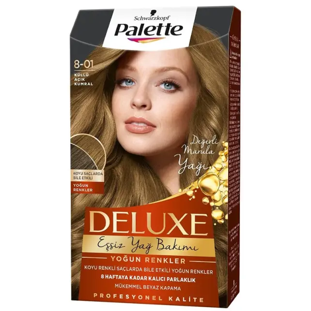 Palette Deluxe Saç Boyası No: 8-01 Küllü Açık Kumral - 1