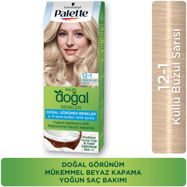 Palette Kalıcı Doğal Renkler Saç Boyası No: 12-1 Küllü Buzul Sarısı - 3