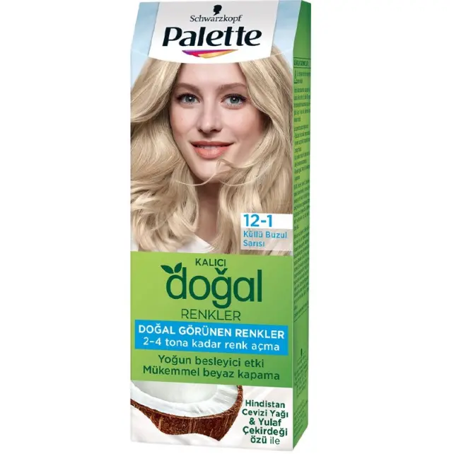 Palette Kalıcı Doğal Renkler Saç Boyası No: 12-1 Küllü Buzul Sarısı - 1