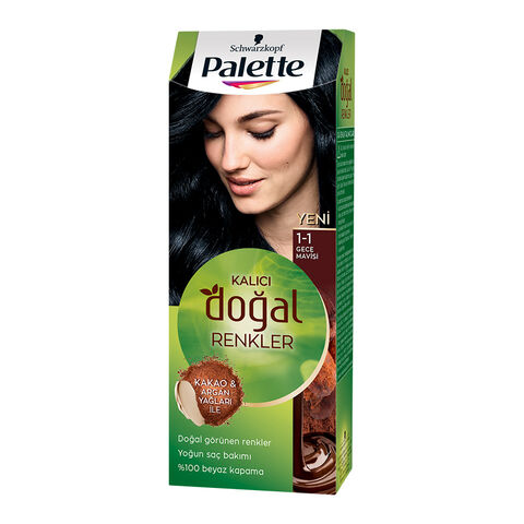 Palette Kalıcı Doğal Renkler Saç Boyası No: 1-1 Gece Mavisi Palette Kalıcı Doğal Renkler Saç Boyası No: 1-1 Gece Mavisi