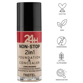 Pastel 24H Non Stop Foundation & Concealer - Fondöten Kapatıcı No: 601 Cool - 3