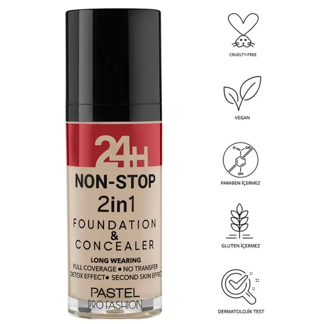Pastel 24H Non Stop Foundation & Concealer - Fondöten Kapatıcı No: 601 Cool - 3