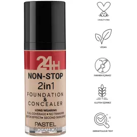 Pastel 24H Non Stop Foundation & Concealer - Fondöten Kapatıcı No: 605 Sand - 3