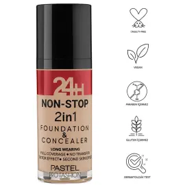 Pastel 24H Non Stop Foundation & Concealer - Fondöten Kapatıcı No: 606 Warm - 3