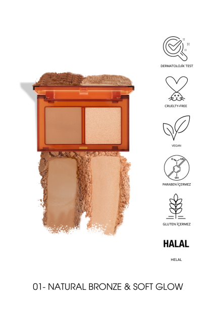Pastel Profashion Bronzer & Highlighter - Bronzer ve Aydınlatıcı Set No: 01 Natural Bronze & Soft Glow - 3