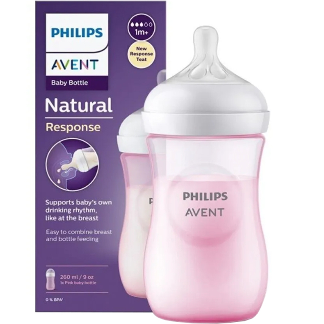 Philips Avent Natural PP Biberon Pembe 1+ Ay 260ml - 1