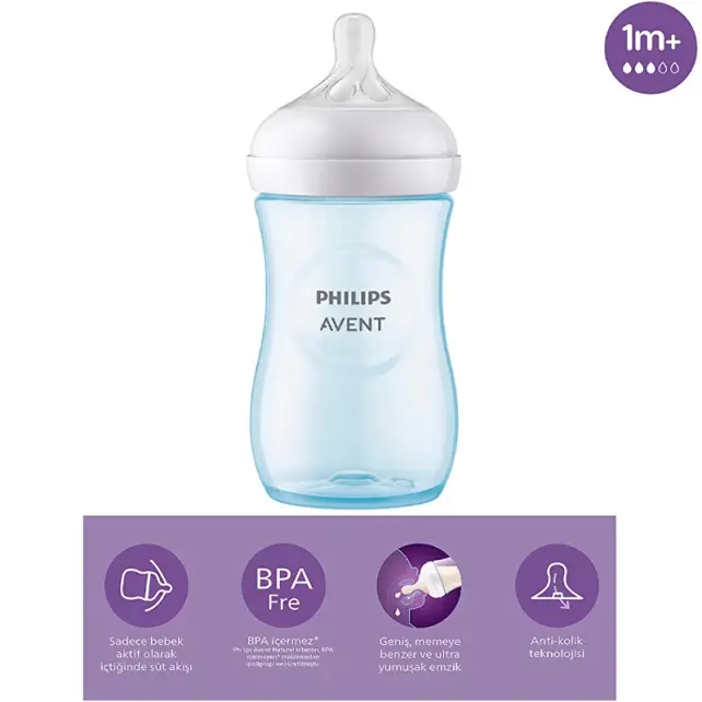 Philips Avent Natural Response PP Biberon 1+ Ay Mavi 260ml - 2