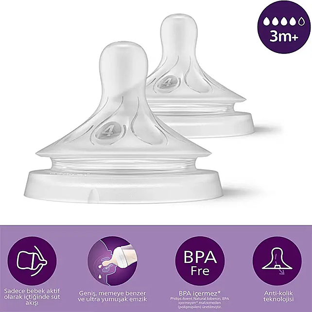 Philips Avent Natural Response Teat - Biberon Emziği No: 4 3+ Ay 2'li - 2
