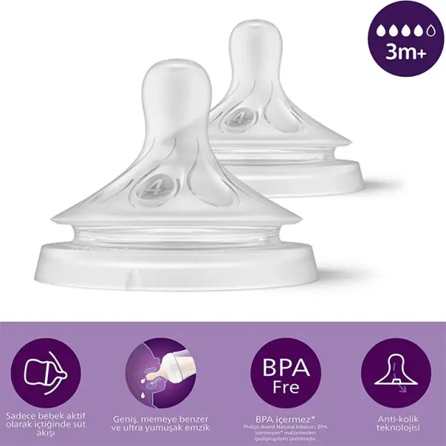 Philips Avent Natural Response Teat - Biberon Emziği No: 4 3+ Ay 2'li - 2