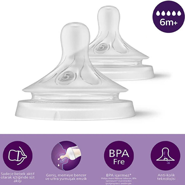 Philips Avent Natural Response Teat - Biberon Emziği No: 5 6+Ay 2'li - 2