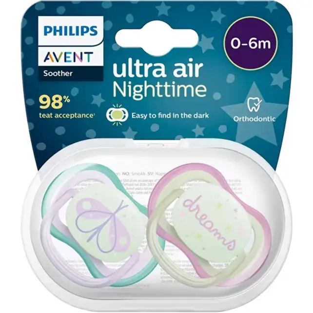 Philips Avent Ultra Air Nighttime - Gece Yalancı Emzik 0-6 Ay Kız - 1