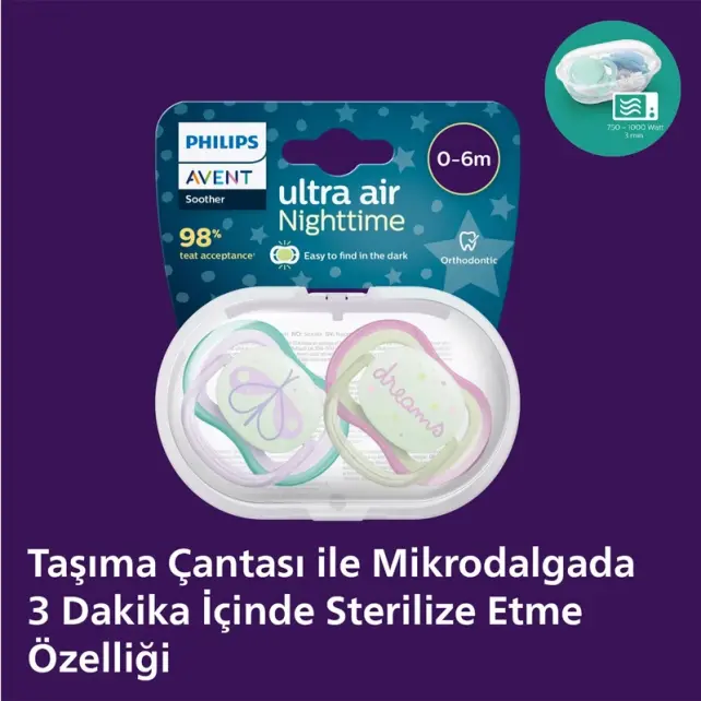 Philips Avent Ultra Air Nighttime - Gece Yalancı Emzik 0-6 Ay Kız - 6